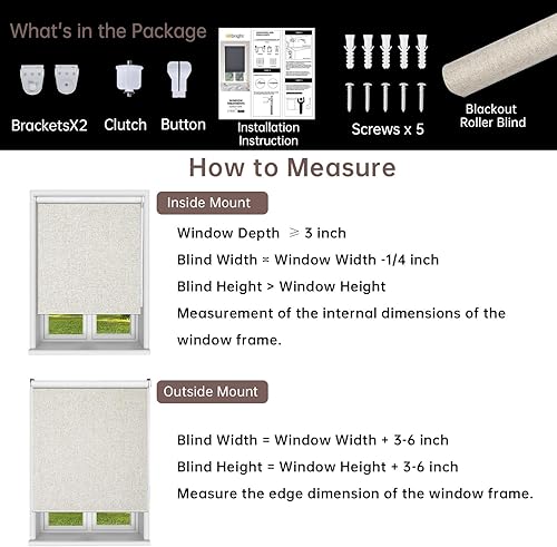 Miniatura 8 de ALLBRIGHT - Persianas enrollables 100% opacas con tejido jacquard a rayas, persianas sin cordón, tela con protección UV, fácil de instalar para