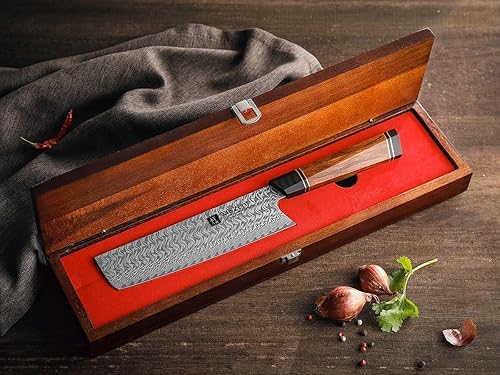 Miniatura 9 de XINZUO Nakiri Cuchillo de acero Damasco de 7 pulgadas cuchillo de cocina profesional afilado para chef cuchillo de cocina japonés forjado a mano