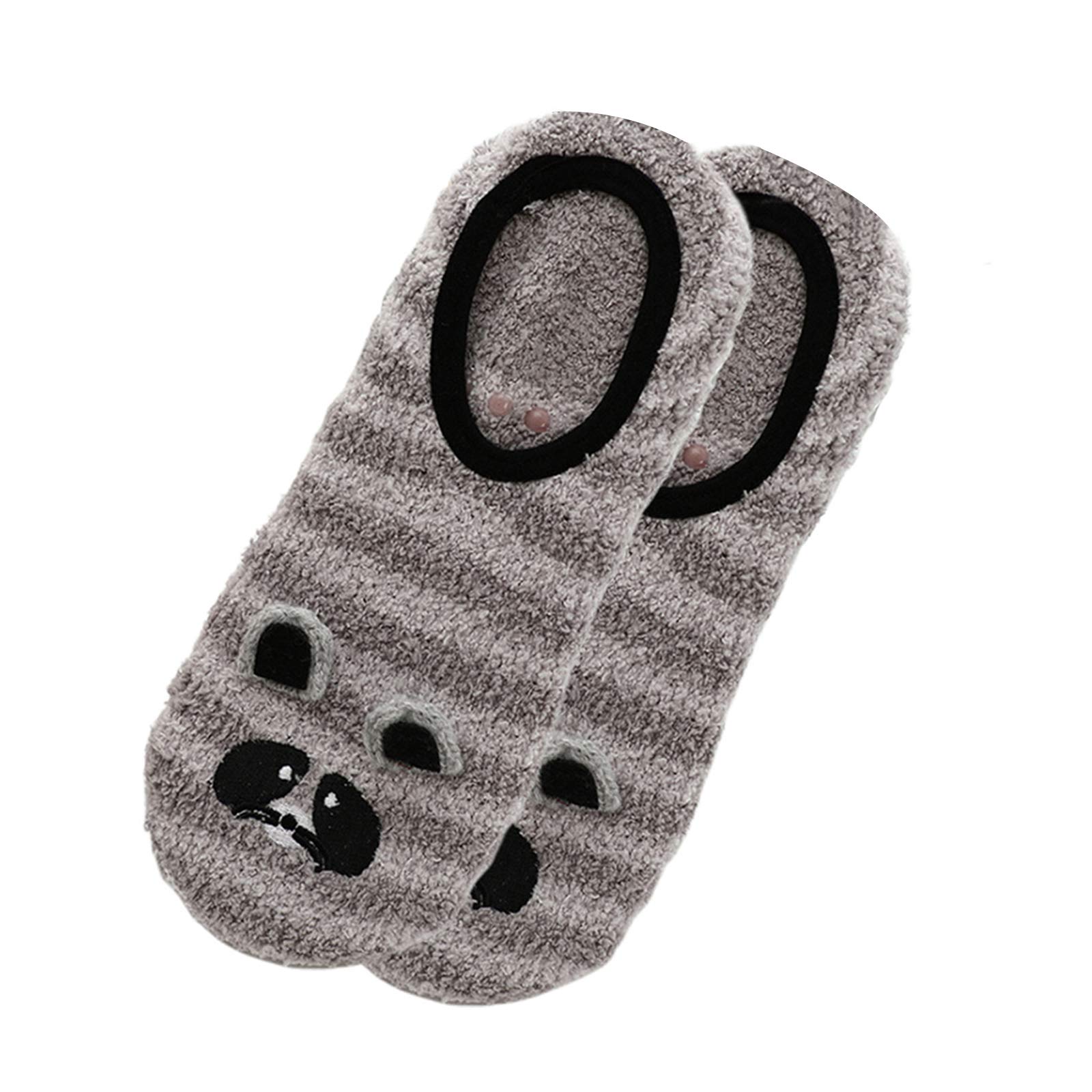 Geneic Women's 4 1Pair Winter Fuzzy Warm Slipper Floor Socks Cute Cartoon Animal Embroidery Coral Velvet Hoisery Footlet Sock Sleeping Warmer