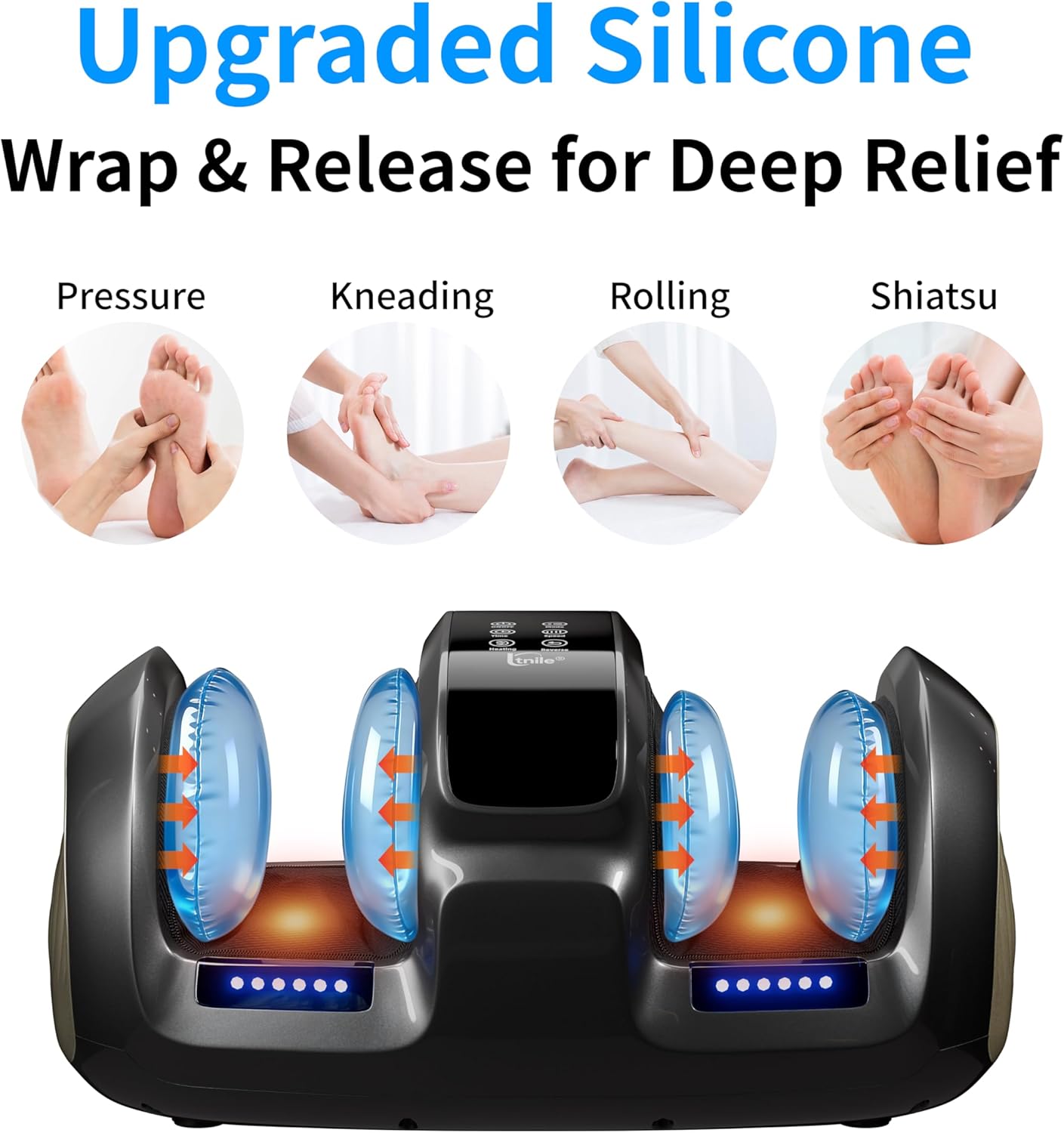 Shiatsu Foot and Calf Massager with Heat and Compression, Deep Shiatsu Kneading Machine-Silicone Kneading Massage for Neuropathy,Plantar Fasciitis,Pain Relief-Ideal Gifts for Women Men Dad Mom