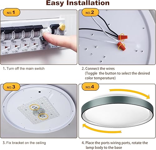 Miniatura 8 de DLLT - Lámpara de techo redonda de cristal de 45 W, moderna lámpara LED regulable cerca del techo, lámpara de techo azul de 20 pulgadas para