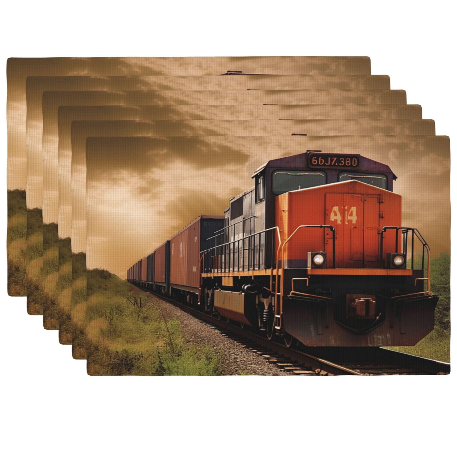 Sets de table lavables pour salle à manger lot de 6 déco train campagne