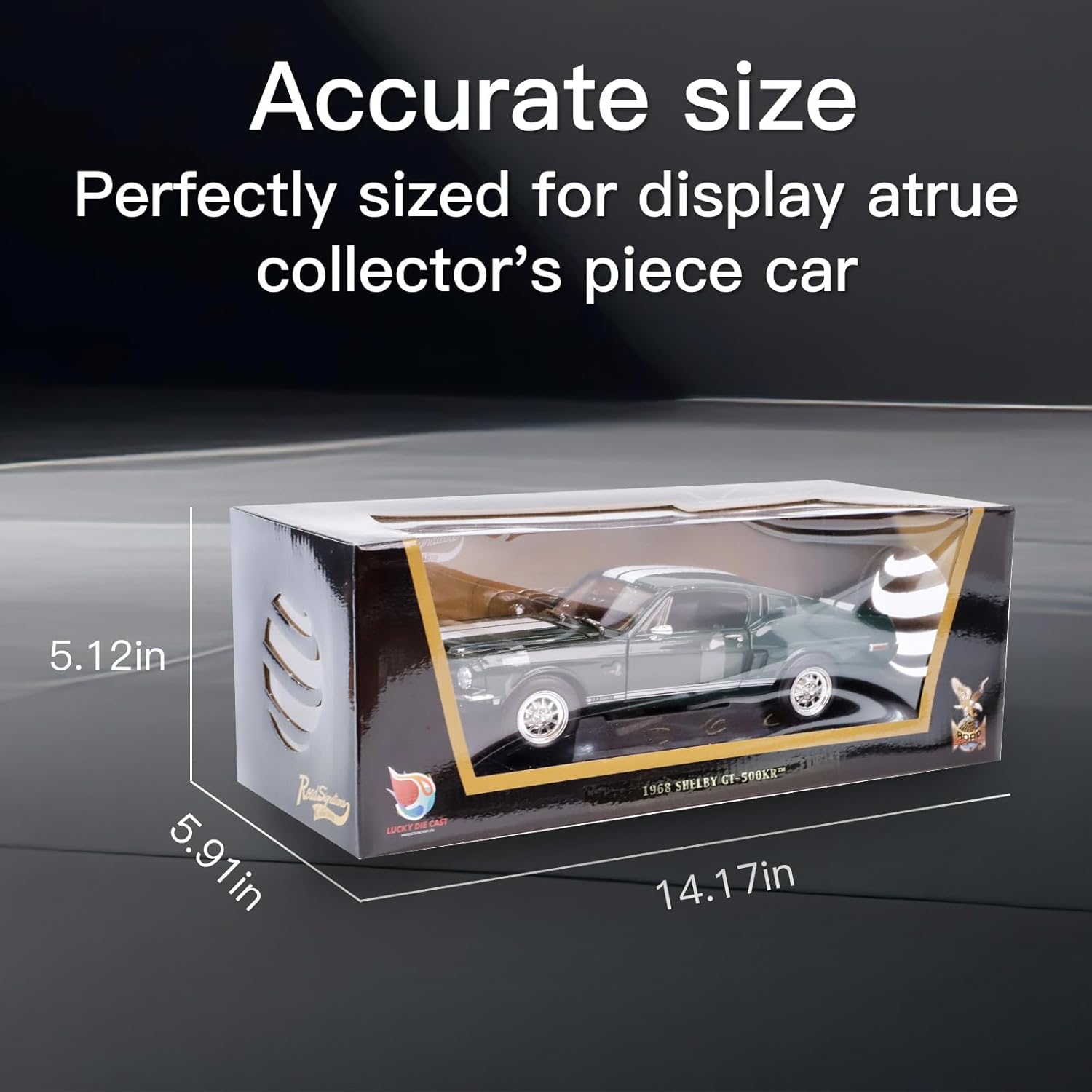 Shelby 1968 GT-500KR 1:18 Diecast Model Car - King of The Road, Opening Doors, Steering Linkage | Premium Gift Box, Man Cave Decor | Ages 14+,Green - Image 7