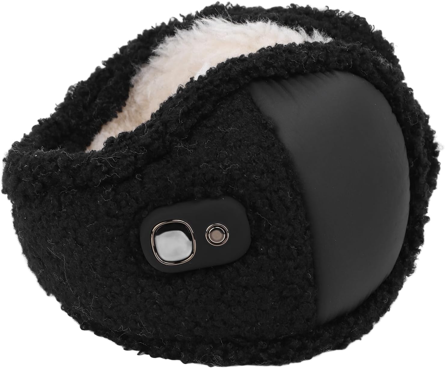 Srliya Electric Heating Ear Warmer with Rechargeable Battery, Foldable, 3 Level Temperature Control for Travel, Men and Women, Plush Lining
