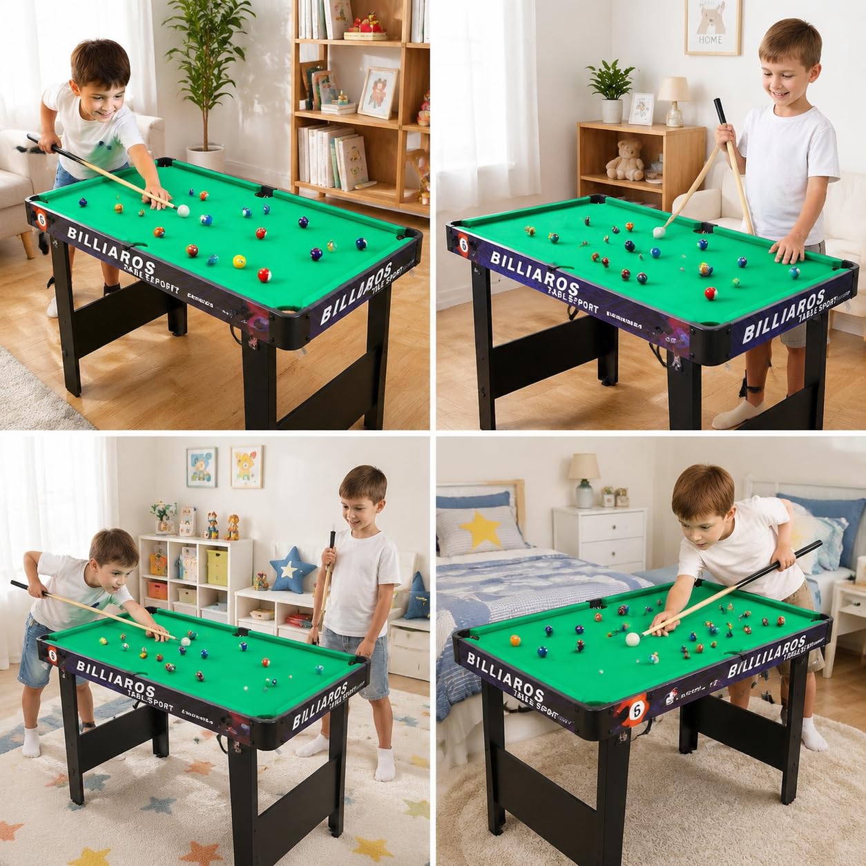 Homyl Tavolo da Biliardo Pieghevole in Legno per Bambini, Mini Tavolo Biliardo con Accessori per Casa