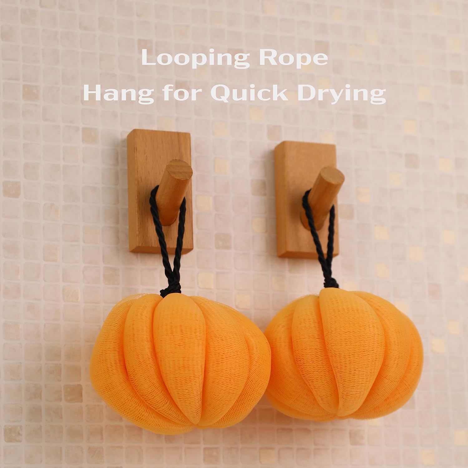 myHomeBody Loofah Bath Sponges, Shower Loofah- Pumpkin, 2 Pack