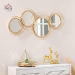 HOMCOM Metal Wall Art Gold Frame Circle Salle de bain Miroir Décor Maison Suspension Mur Sculptures pour Salon Chambre à manger, 42.25" W x 22" H, Or