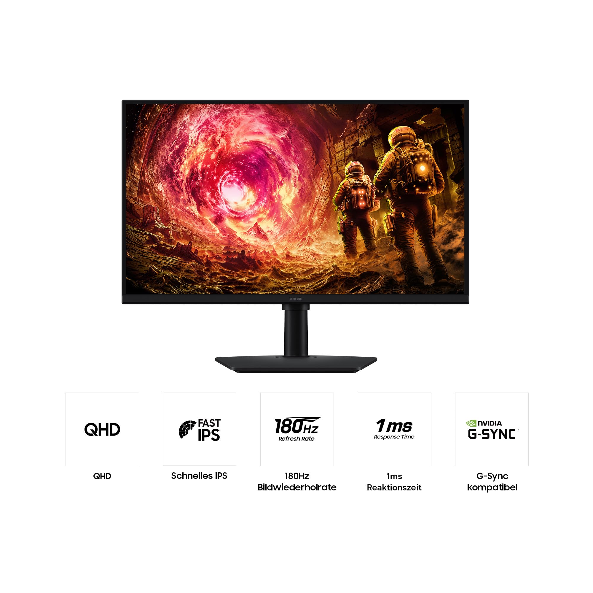 Samsung 27 Zoll Odyssey G50F Gaming Monitor, IPS-Panel, QHD 2560x1440, 180 Hz, 1 ms, AMD FreeSync Premium, NVIDIA G-Sync, HDR10