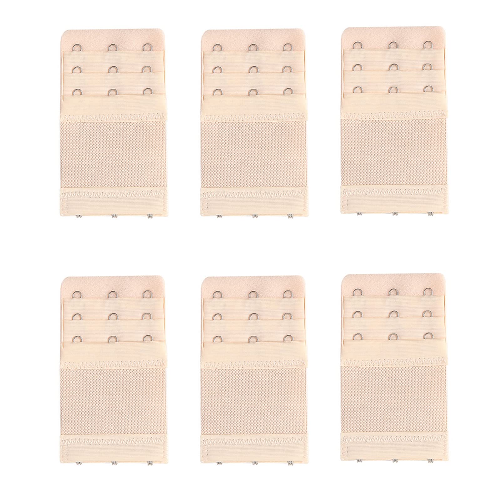 Yesmin Women's 3 Hook,Beige,1.9Cm Spacing Pack Of 6 Bra Strap Extenders Extensions Elastic Extender Set 3 Hooks 1.9Cm Spacing (Beige)