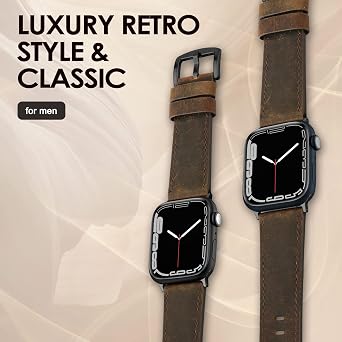 Leather Strap Compatible for iWatch Band 38mm 40mm 42mm 44mm, Slim Thin Dressy Elegant Genuine Leather Strap Compatible iWatch Series 4 Series 3 Series 2 Series 1 Sport Edition Women, Cognac Brown