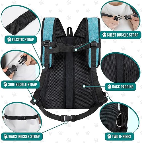 Miniatura 5 de PetAmi Mochila transportadora frontal para perro, mochila ajustable para perros y gatos, transportadora ventilada para senderismo, campamento,