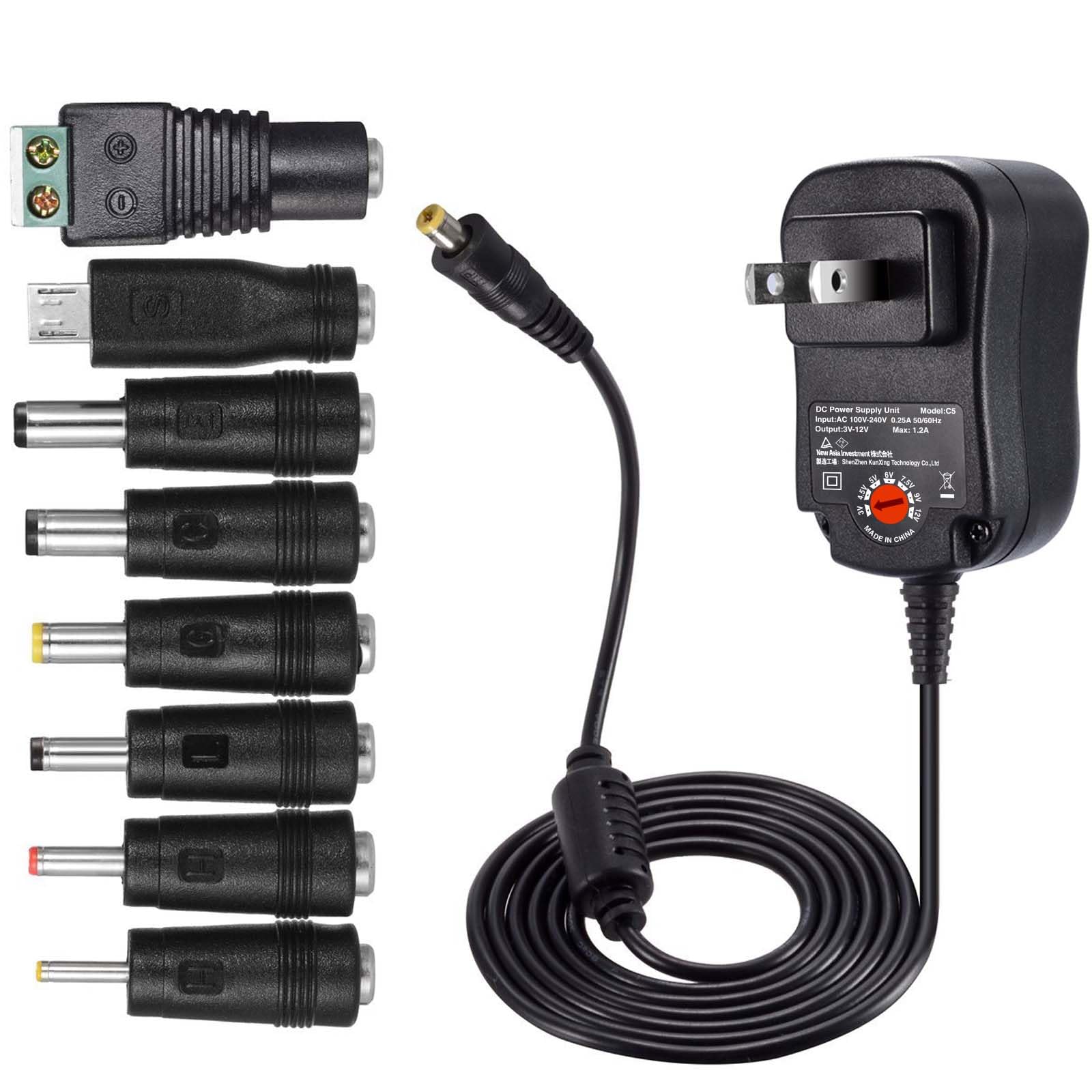 Amazon | 12W マルチ電圧 ACアダプター 3V 4.5V 5V 6V 7.5V 9V