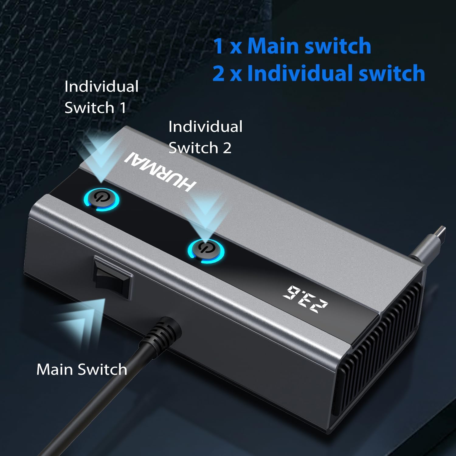 9 in 1 Cigarette Lighter Splitter Adapter with Retractable Phone Charger, 120W 3 Socket Heavy Duty Truck Car USB Chager Multi Port with PD/QC Charge USB C 12V/24V Independent Switches for Car Devices