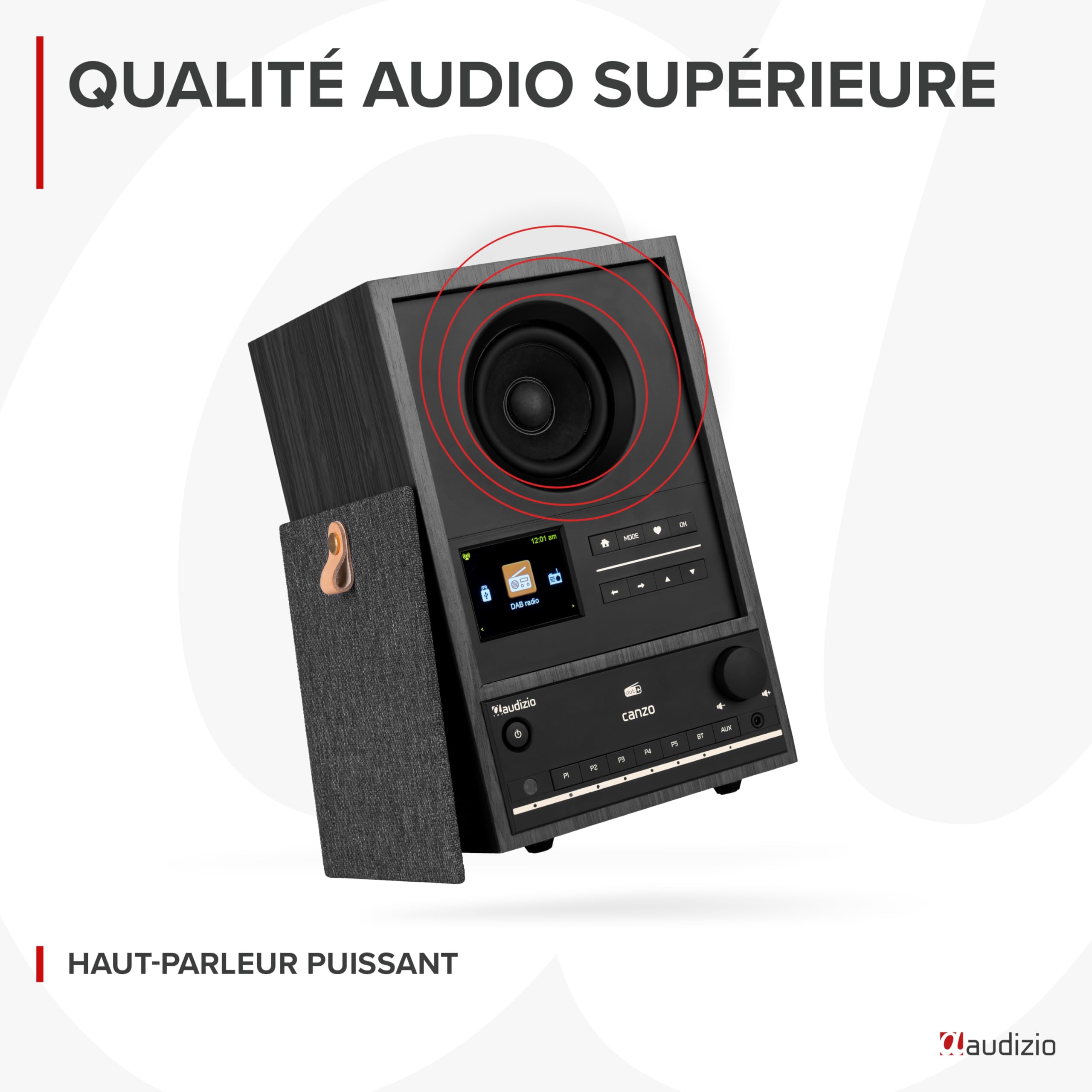 Audizio Canzo Radio Internet WiFi avec Dab/FM et Bluetooth - Gris, Radio au Design Rétro, Panneau Amovible, Écran LCD, Réveil, Télécommande Incluse, Idéale comme Radio de Bibliothèque