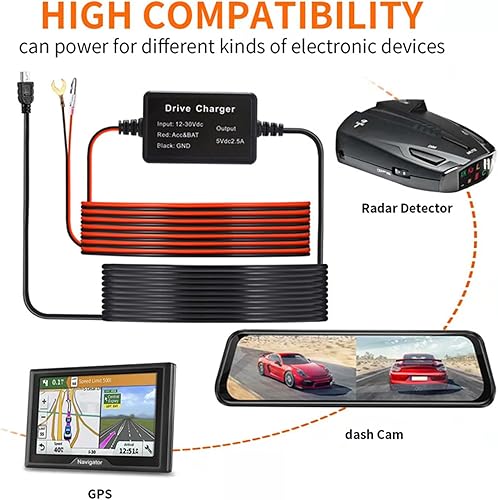 Miniatura 7 de Kit de cable duro para cámara de salpicadero, kit de cable microUSB y miniUSB con fusible MiniLP MiniATOMicro2, kit de cable de cargador de coche de