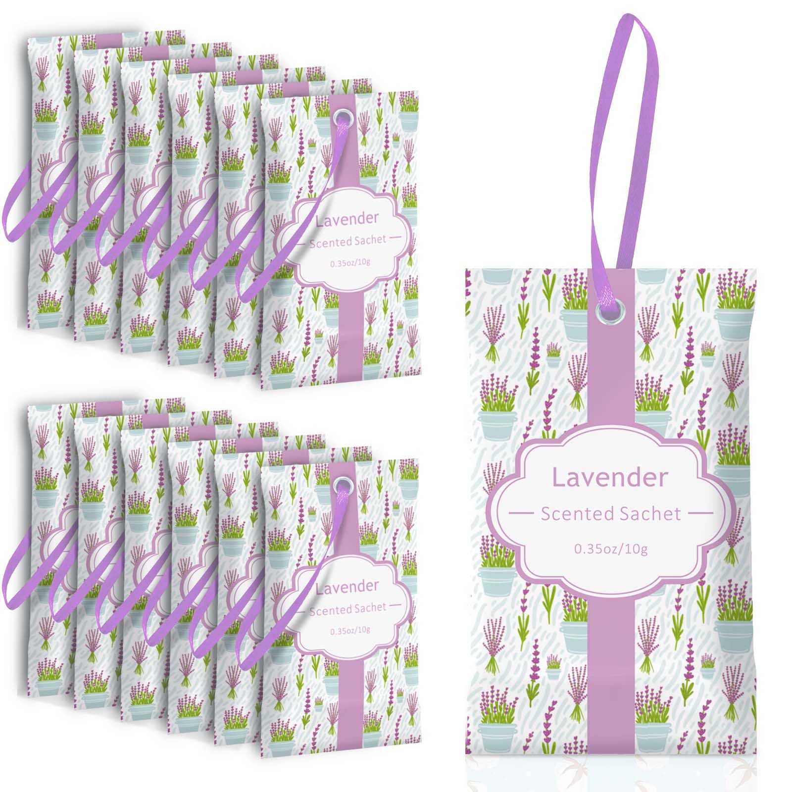 SCENTORINI Lavender Sachets for Drawers and Closets, Long-Lasting Sachets Bags, Pack of 14, Home Fragrance Sachet for Wardrobe, Closet, Drawer