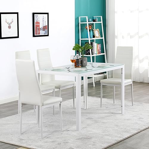 Miniatura 4 de Juego de 6 sillas de comedor y cocina con respaldo alto, silla moderna con textura de pelado, respaldo alto, sillas laterales de cocina para