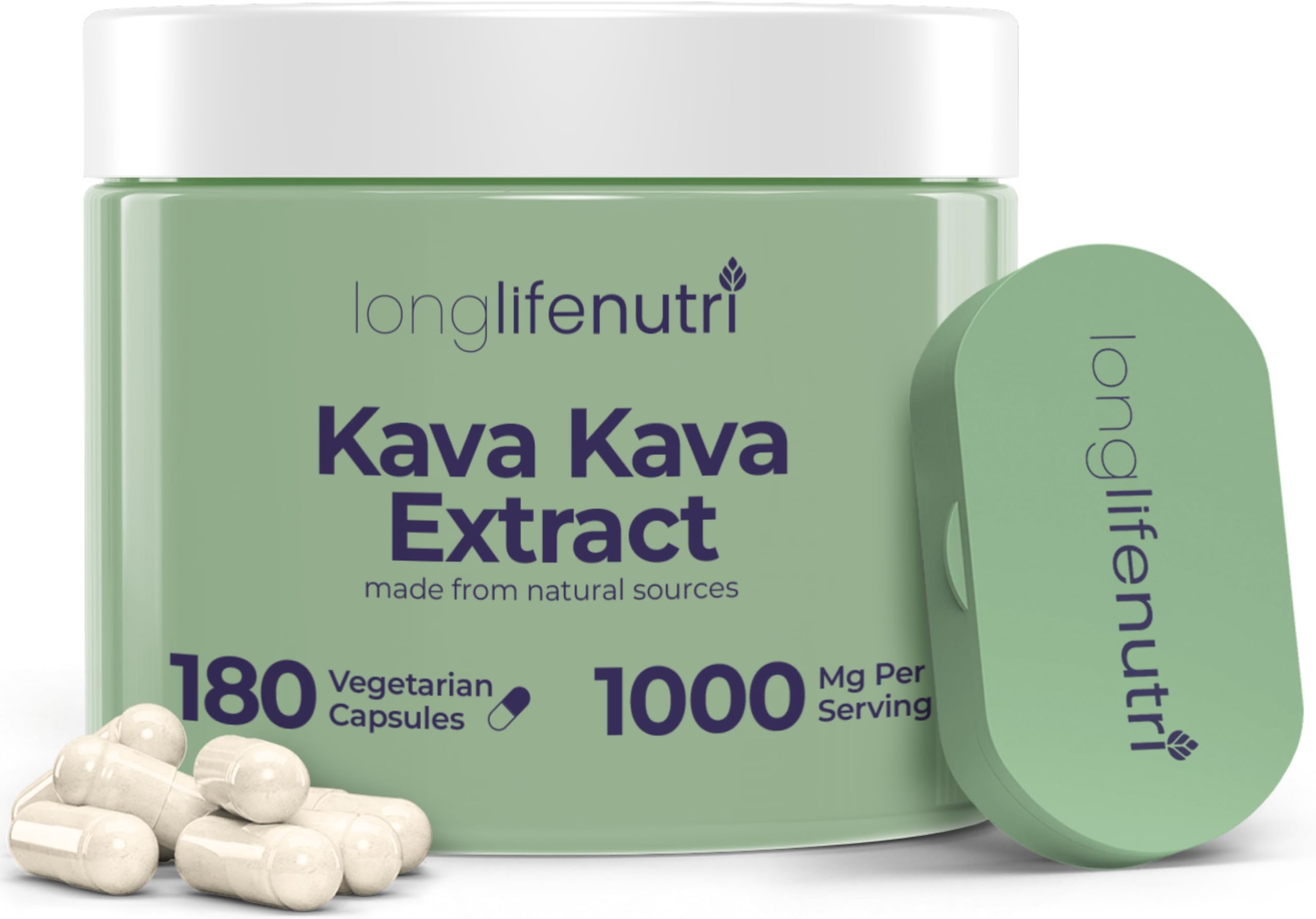 Kava Kava Extract - 1000mg Per Serving from Piper Methysticum Root, Natural Herb Formula for Mood Relaxation Support and Calm Clarity, 180 Vegetarian Capsules, Made in USA, 3 Month Supply
