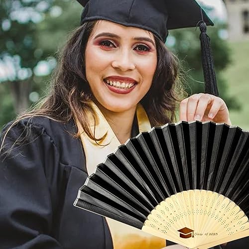 Miniatura 6 de Abanicos de mano personalizados a granel ventiladores de seda personalizados con grabado en el mango, regalos de fiesta para invitados, abanicos de