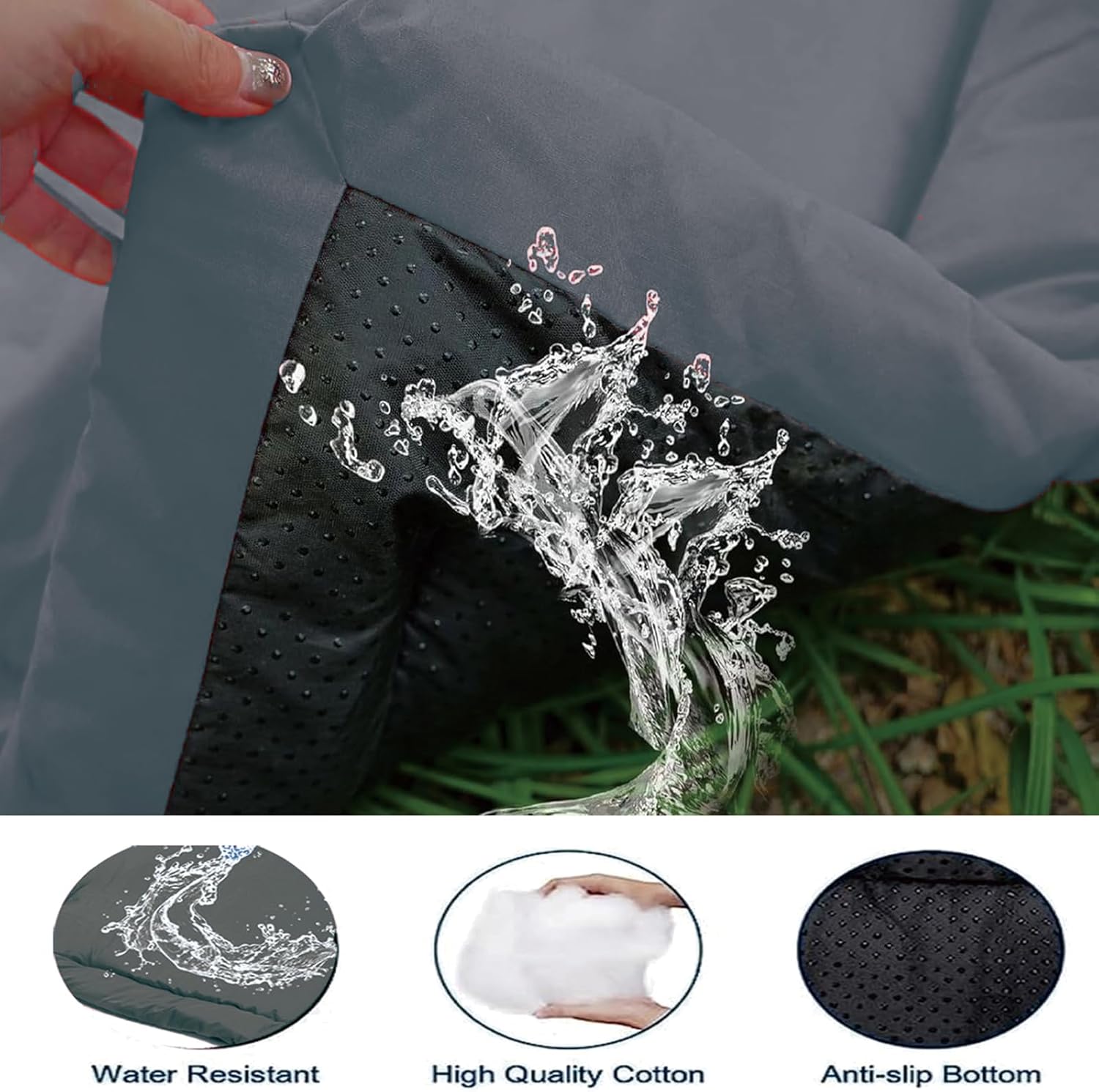 YOFANG Extra Large Outdoor Travel Dog Bed Mat, 47"x32" Waterproof Anti-Slip Kennel Pad, Washable Nylon Camping Bed, Portable Foldable Crate Mat for Large/Medium Dogs, Indoor Outdoor Car Pet Mat Grey