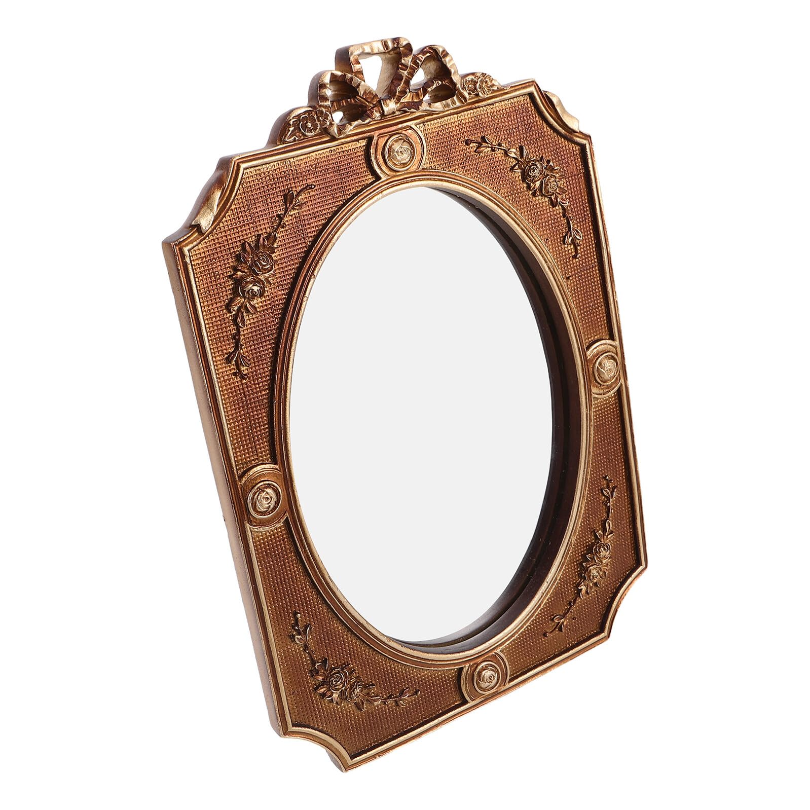 Miroir vintage en résine sculptée style baroque orné d'un nœud élégant