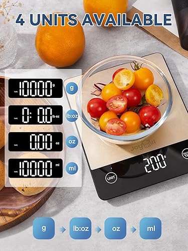 Miniatura 3 de JOYHILL Báscula de alimentos de 22 libras báscula digital de cocina onzas y gramos báscula de peso de alimentos de acero inoxidable premium con