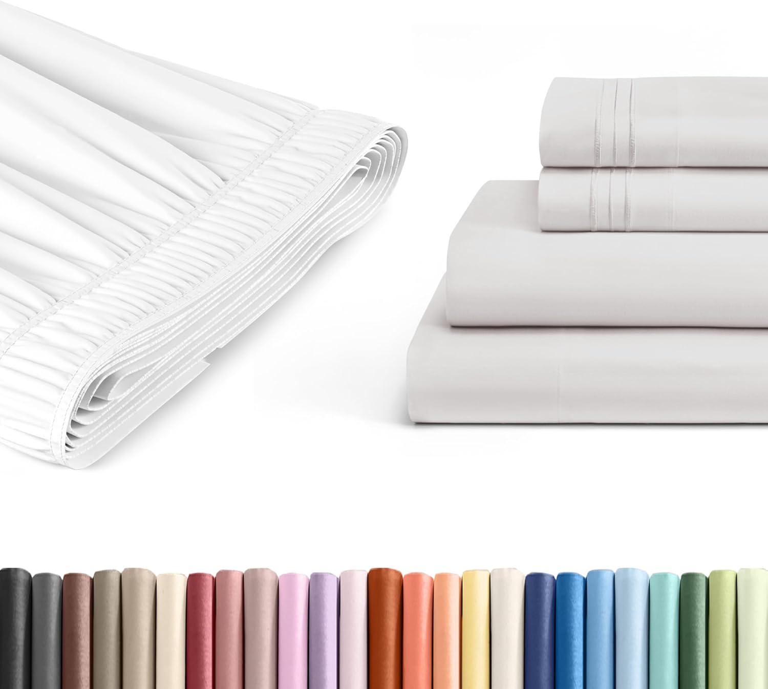 4 Piece Twin French Grey Bed Sheet Set + White Adjustable Bedskirt with 15" Drop Bundle - Hotel Luxury Quality Sheets w/ 16 inch Deep Pockets - Easy-Fit - Cooling, Extra Soft & Wrinkle Free - Oeko-Tex