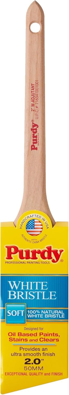 Purdy 144024420 White Bristle Angular Trim Adjutant Brush, 2-Inch, 6-Pack