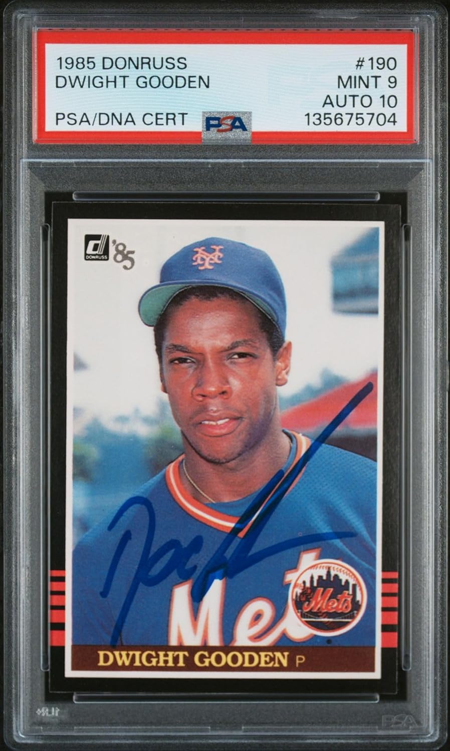 Dwight Gooden 1985 Donruss Signed Baseball Rookie Card #190 Graded PSA 9 Auto 10 Cert #135675704