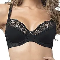 Sutiã DeMillus Presilha Nas Costas, Com Aro Sem Bojo, Microfibra e Renda, Sustentação Natural, Busto Anatômico, Alças Ajustáveis, Lingerie Lousane Feminina