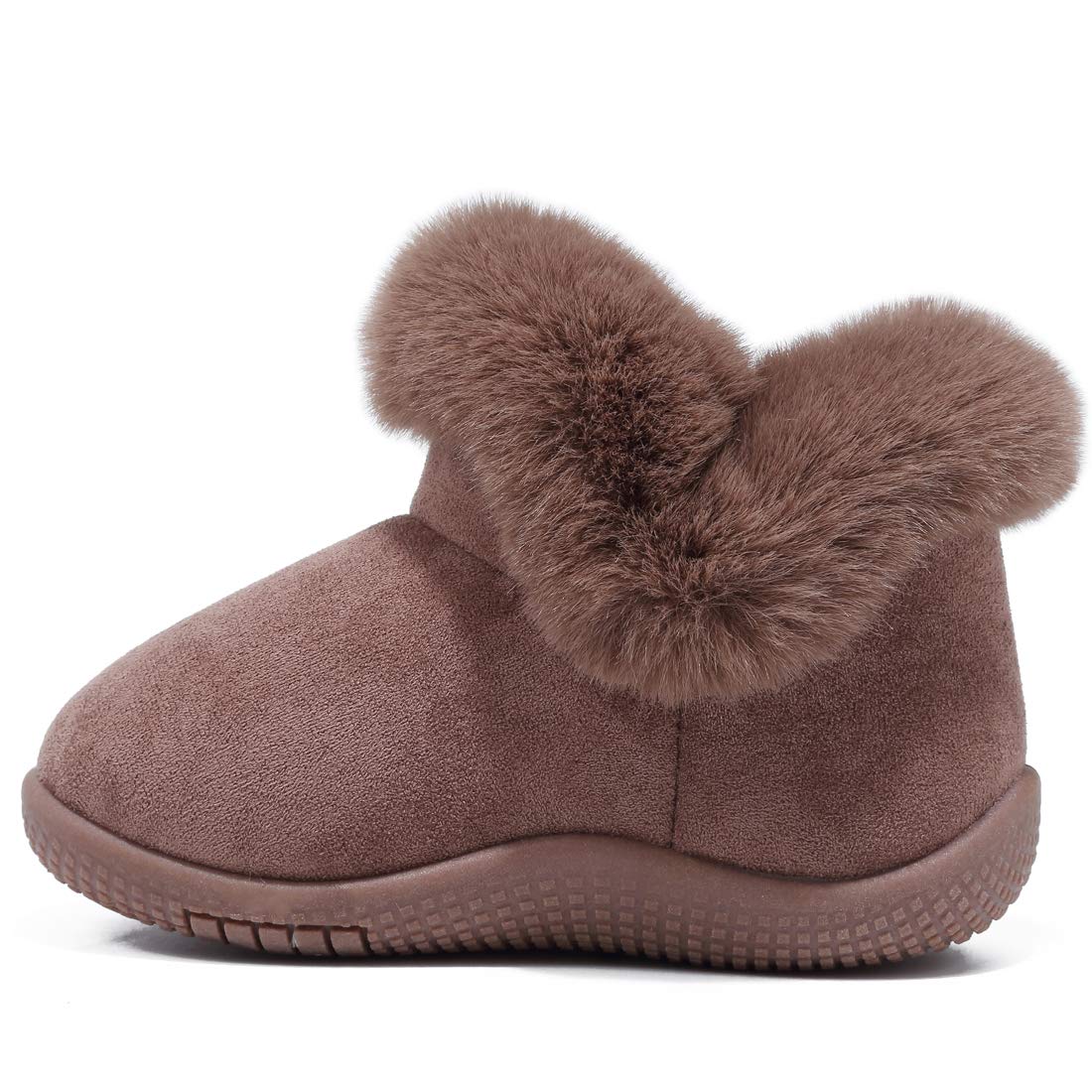 KEESKY Boots for Girls Toddler Size 5 M Suede Fur Lined Winter Warm Kids Footwear Shoes