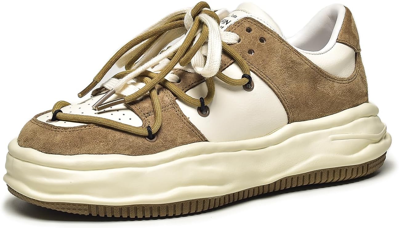 BEAU TODAY Women's Platform Fashion Sneakers, Chunky Sneakers for Women, Lightweight Comfortable Walking Shoes Lace Up Casual Shoes for Outdoor Work