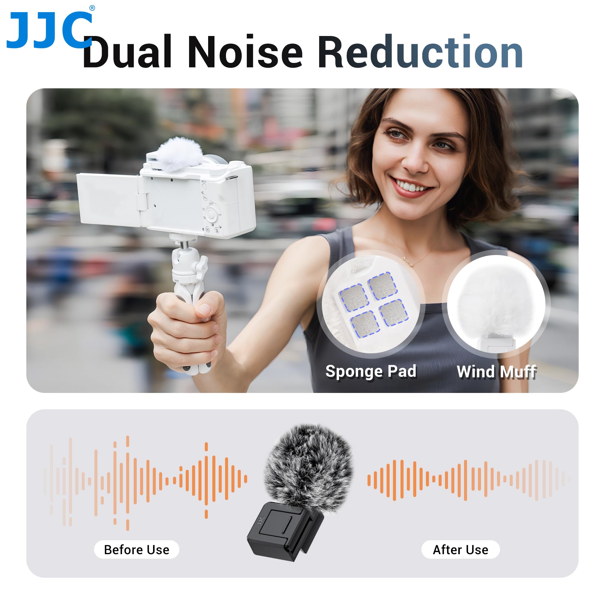 JJC Cold Shoe Adapter with Wind Muff Windshield Compatible with Sony ZV-E10 II, ZV-1 II, ZV-E1, ZV-1F, ZV-E10 - Image 3
