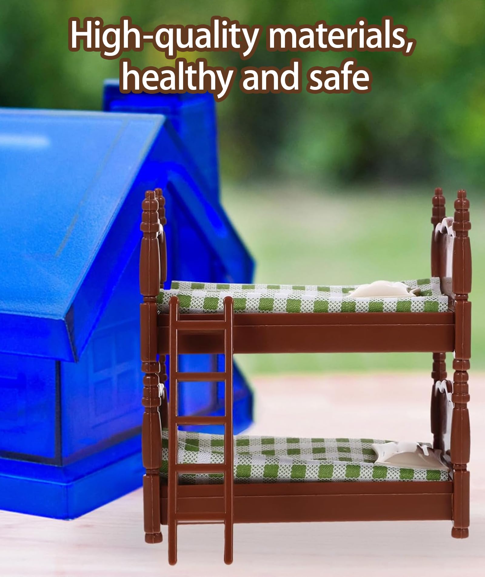 Doll Bed, Vintage Double Bed Set for Dollhouse, Miniature Furniture for Doll House Accessories Suitable for Miniature Bedroom Decoration and Dollhouse Decoration - Image 5 thumbnail