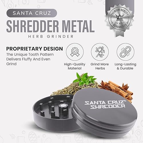 Miniatura 3 de Santa Cruz Shredder Molinillo de hierbas de metal con parte superior moleteada para un agarre más fuerte, 2 piezas de 2.7 pulgadas (gris)
