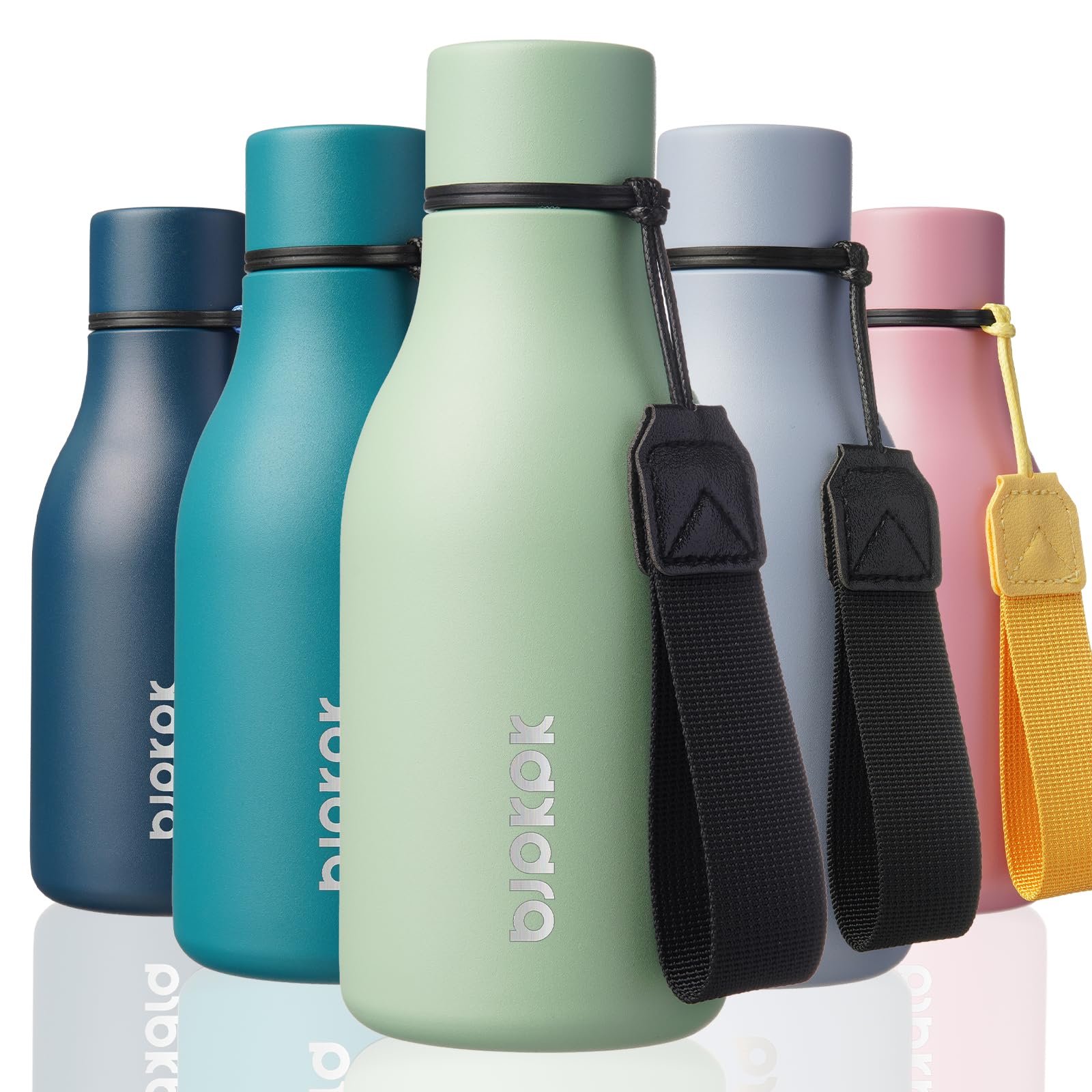 BJPKPK 12oz Insulated Water Bottle, Stainless Steel Bottle with Carry Strap | Keep Cold &amp; Hot Vacuum Insulation, Leak-Proof BPA-Free Design, Slim Bottle Fits Most Cup Holders for Gym, Office &amp; Travel