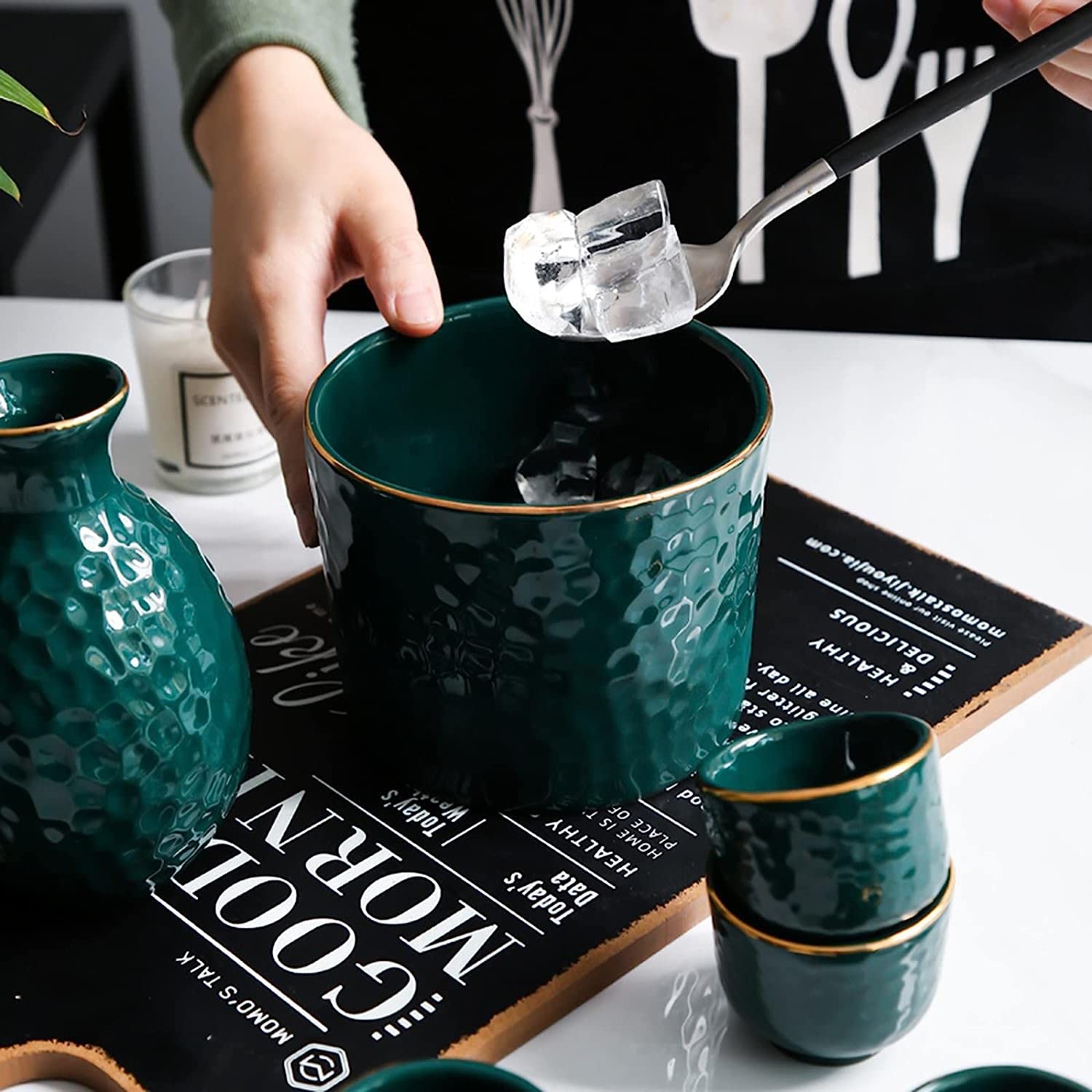 Zestaw Do Sake Japoński Zestaw Do Sake Z Podgrzewaczem I Kubkami Do Sake Tradycyjny Kubek Do Sake Karafka Do Serwowania Porcelana Ceramika Wyroby Ceramiczne Kieliszki Do Wina 6 Szklanek, 4 Szklanki,