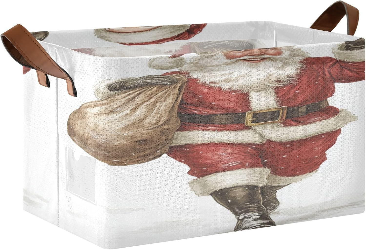 Christmas Man Snow 2 Pack Fabric Storage Bins for Shelves Collapsible Cube Storage Bin Basket Storage Cubes with Handle Under The Bed Storage Bins for Home Office Clothes Closet