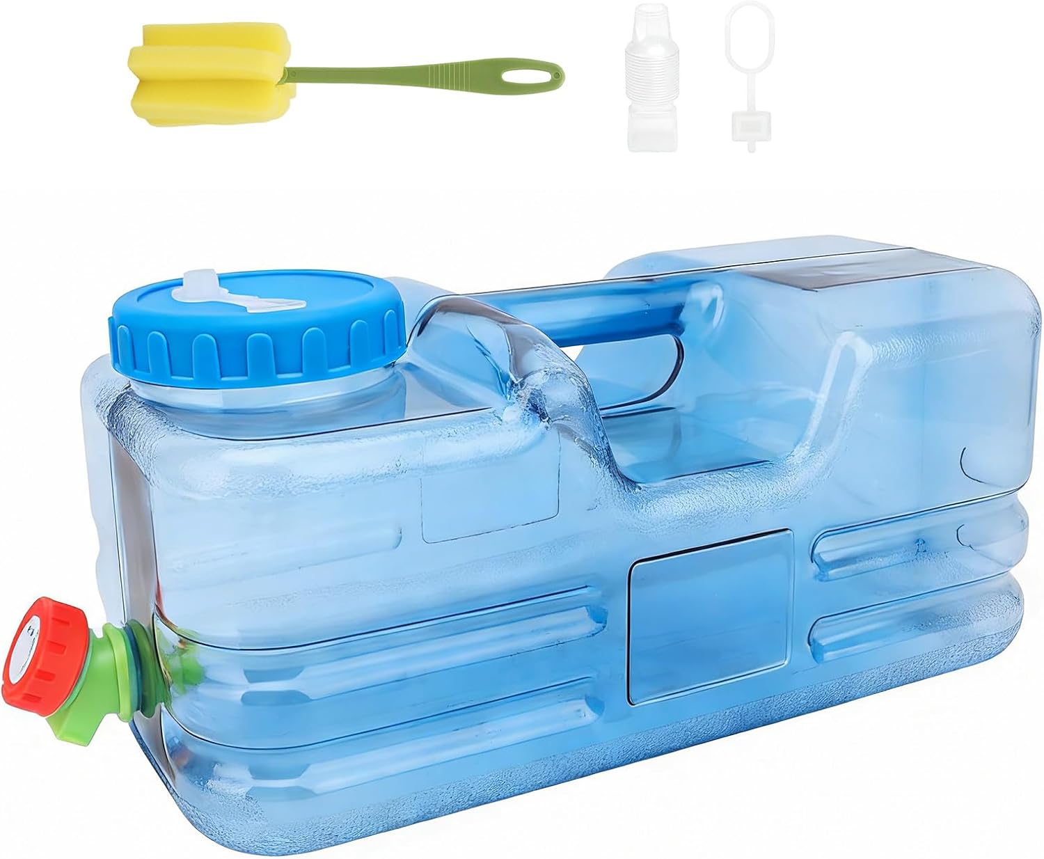 AKAZA 2.6 Gallon Portable Water Jug with Spigot, Portable Water Jug Dispenser for Outdoor, Hiking, Picnic, RV, Emergency Supplies, Hurricane Preparedness, Survival Gear (blue)