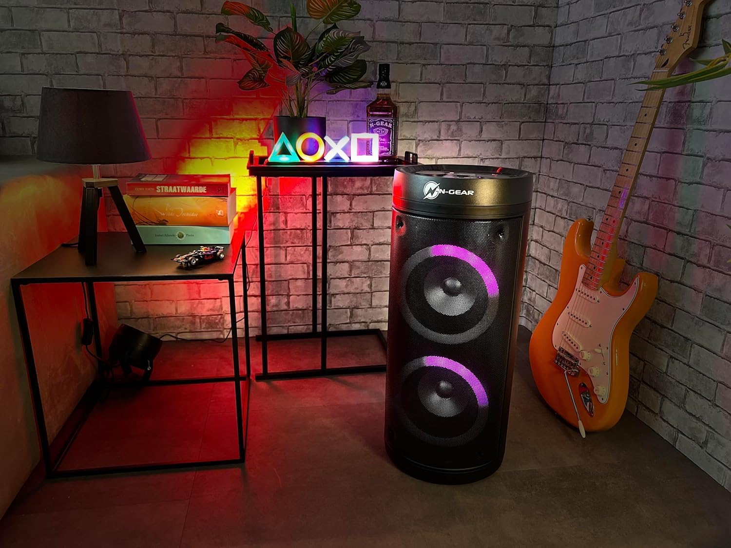 N-GEAR LPG26R Let's Go Party głośnik Bluetooth z mikrofonem karaoke, disco LED, funkcja Power Bank, moc 600 W (40 W RMS) LGP26R