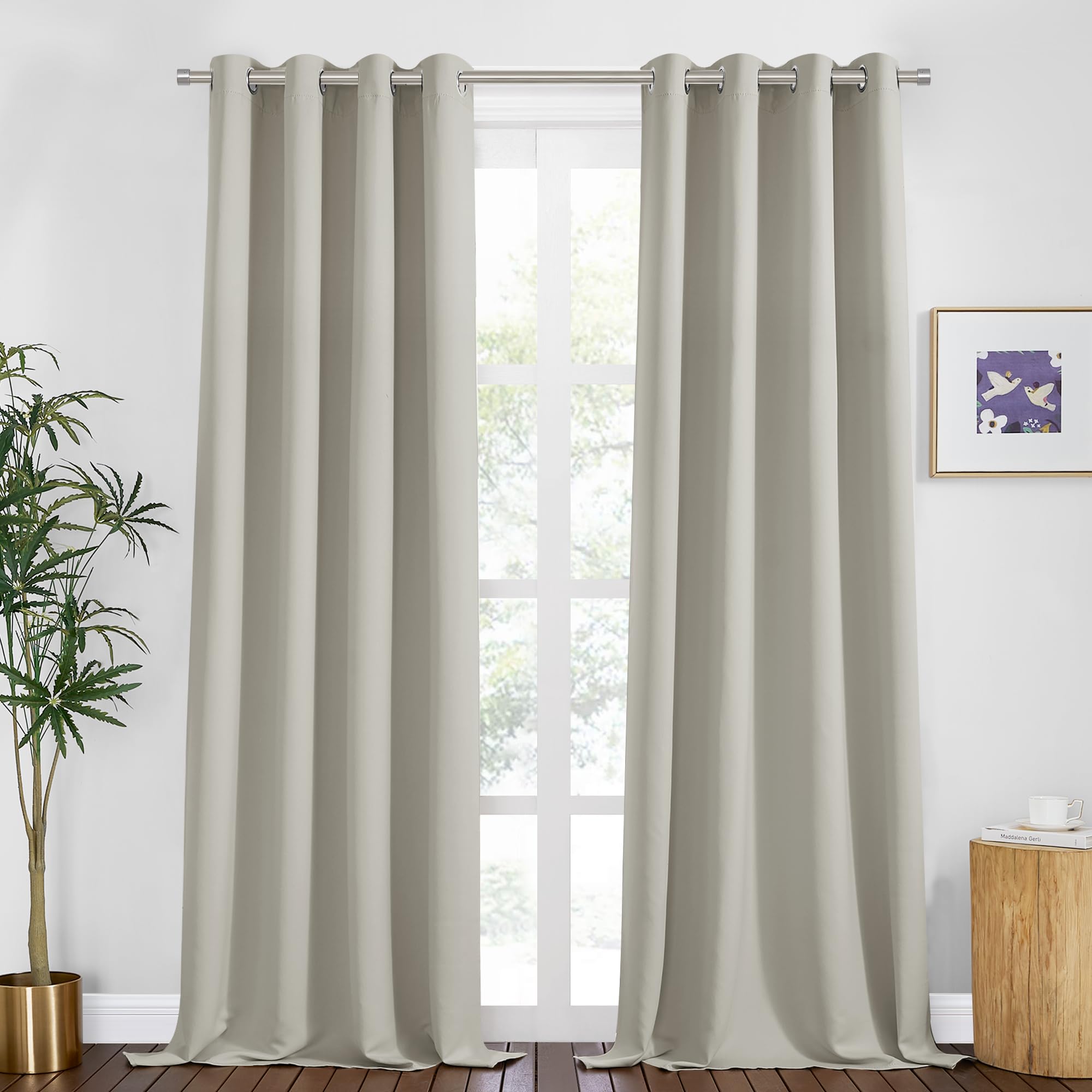 PONY DANCE Cream 94 inch Blackout Curtains Set of 2, 55 inch Wide