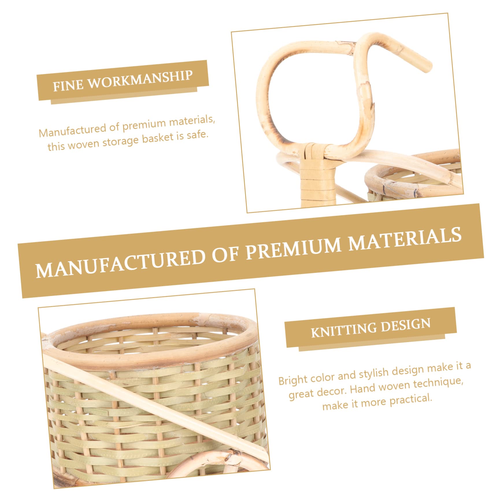 YARNOW Cesta De Bambú para Maceta De Bicicleta Cesta Pequeña De Triciclo Tejida Estilo Rústico para Decoración De Escritorio o Adornos De Bicicleta