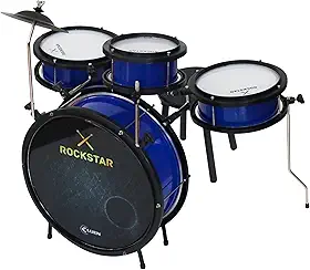 Bateria Infantil Luen RockStar Prato Pedal e Baquetas | Azul.
