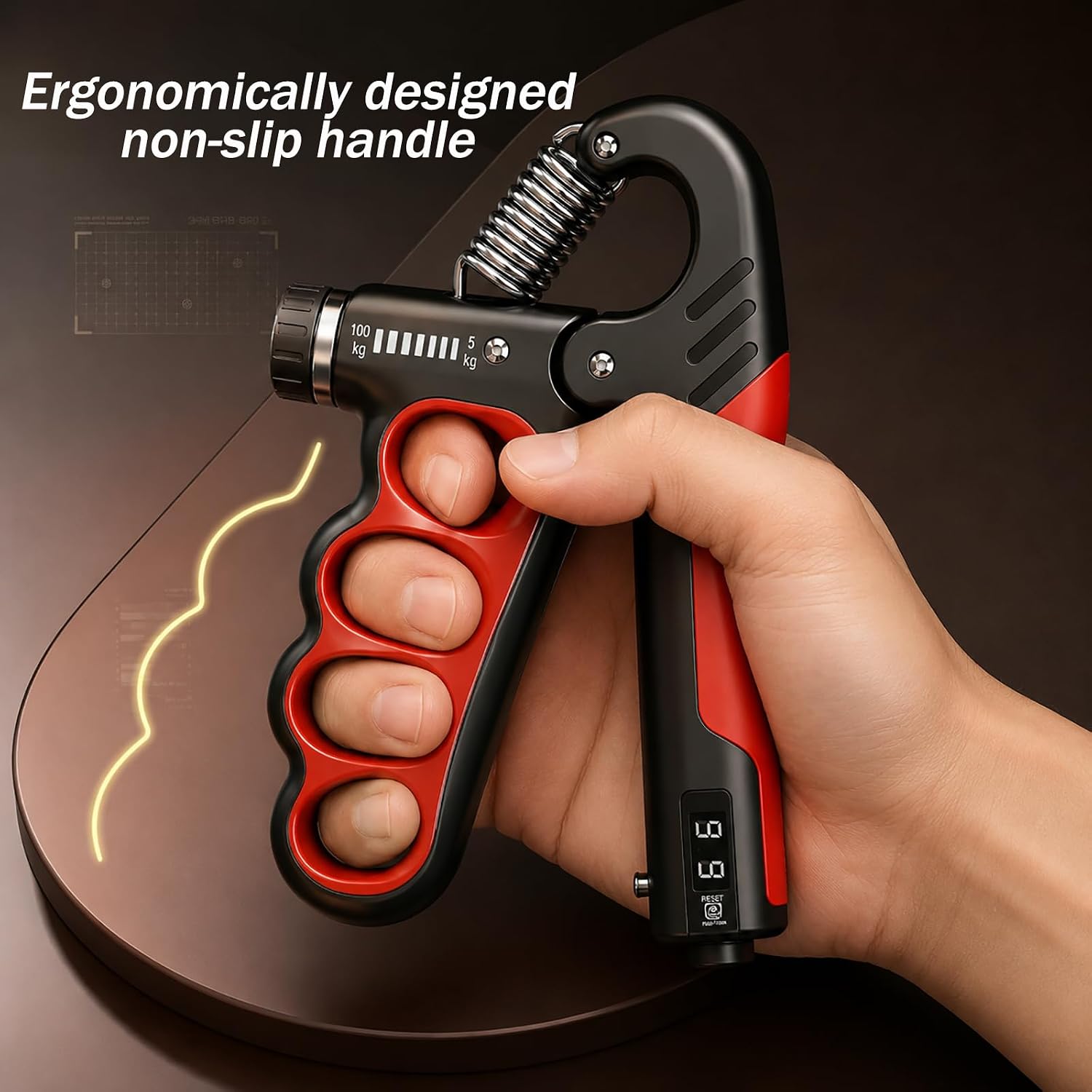 Grip Strength Trainer, Resistance Grip Strength Trainer with Counter | Adjustable 11-220LBs, Ergonomic Design, Forearm Strengthener for Injury Recovery and Muscle Building