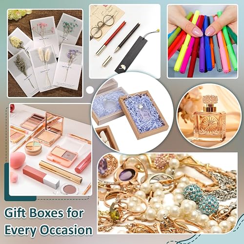 BENECREAT 30 Sets Brown Kraft Drawer Gift Box, Paper Storage Organizers with Translucent Plastic Sliding Lid for Wedding Favors, DIY Crafts, Small Item Display, 13.9x9.7x2.2cm/5.5x3.8x0.9 Inch - 5