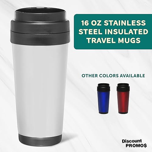 Miniatura 18 de Tazas de viaje de acero inoxidable con aislamiento personalizado, 16 onzas, juego de 50, paquete personalizado a granel, perfectas para café helado