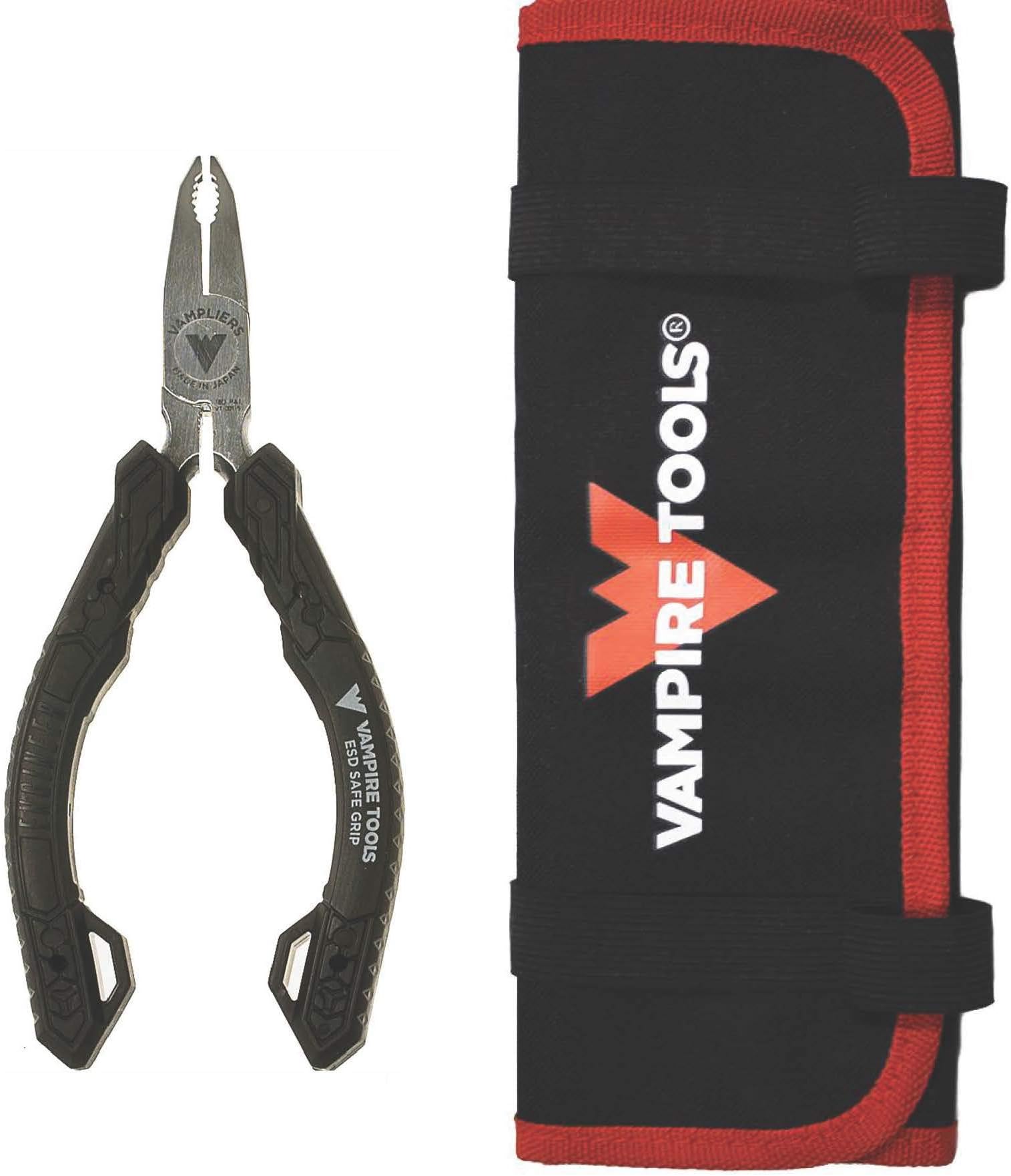 VAMPLIERS 5" Mini Stripped Screw Remover Pliers + Tool Pouch. Made in Japan. Slender Non-Slip High Carbon Steel Jaws. Ideal for IT, iPhone, Mac/PC, Circuit Boards or Any Electronic Repairs.