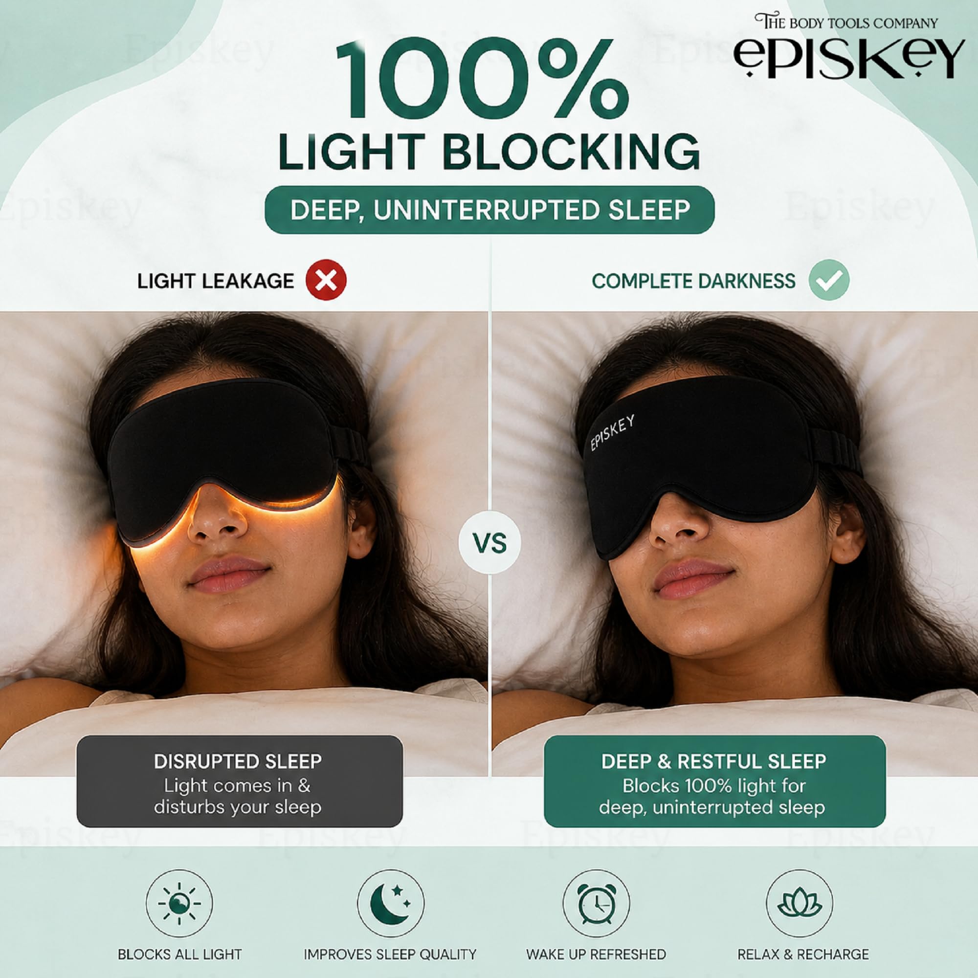 Episkey Premium Velvet Eye Sleep Mask for Men & Women | Soft Eye Mask for Sleeping | Adjustable Strap, 100% Light Blocking | Travel & Relaxation Eye Cover for Deep Sleep (BLCK_VLVT)
