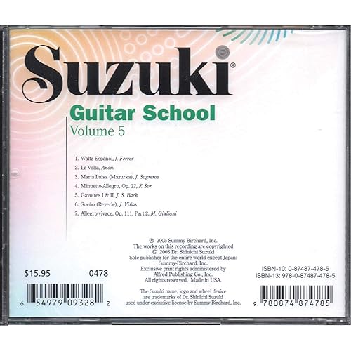 Vista 2 de Suzuki Guitar School Volume 5 - Compact Disc Sheet music Ferrer Julio Sagreras Fernando Sor J.S. Bach Vinas Mauro Giuliani Shinichi Suzuki and