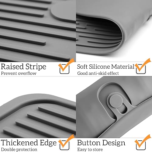 Miniatura 36 de Ptlom Mantel individual de silicona para perros y gatos, antideslizante, impermeable, tapete para alimentos y agua, tapete para bandeja